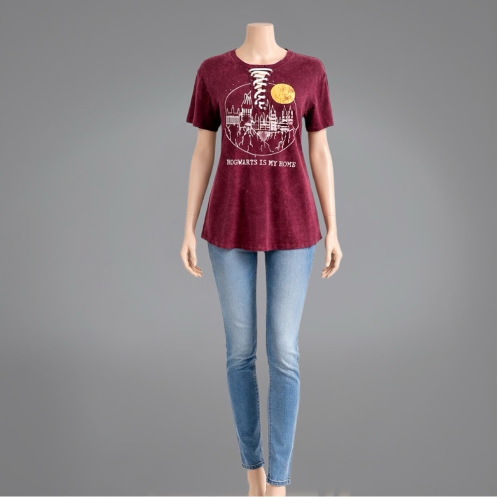 Harry Potter “Hogwarts Is My Home” Lace-Up Graphic Tee - Picture 8 of 15